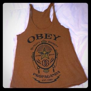OBEY. Rust colored racer back tank.